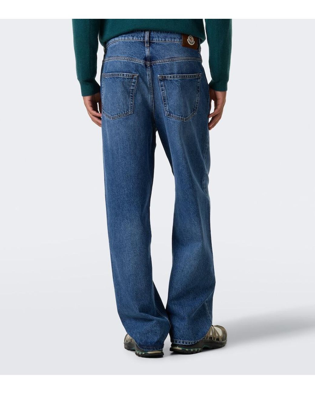 Moncler Blue Faded Straight Jeans for men