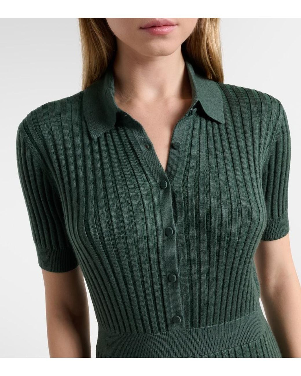 Gabriela Hearst Green Amor Cashmere And Silk Midi Dress