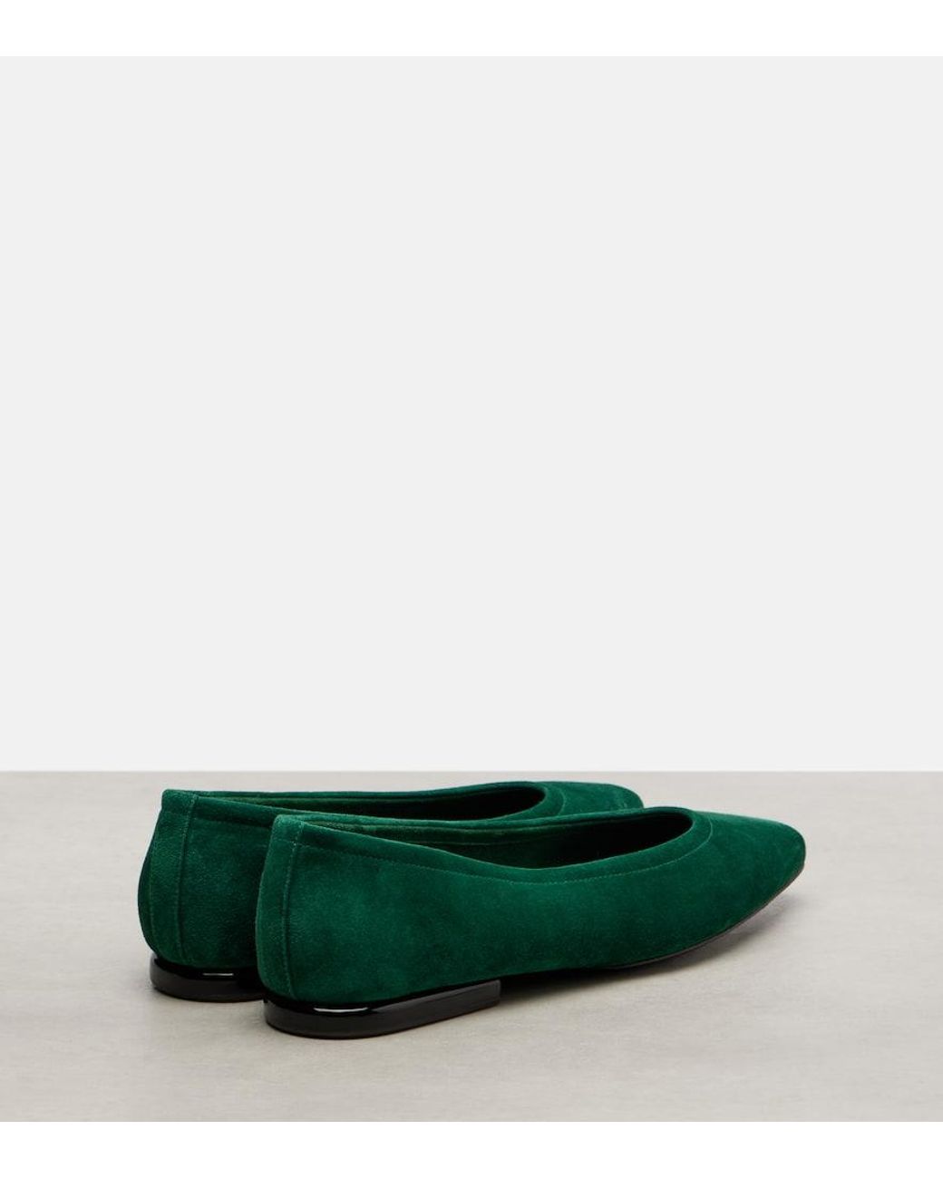 Loro Piana Green Primula Suede Ballet Flats