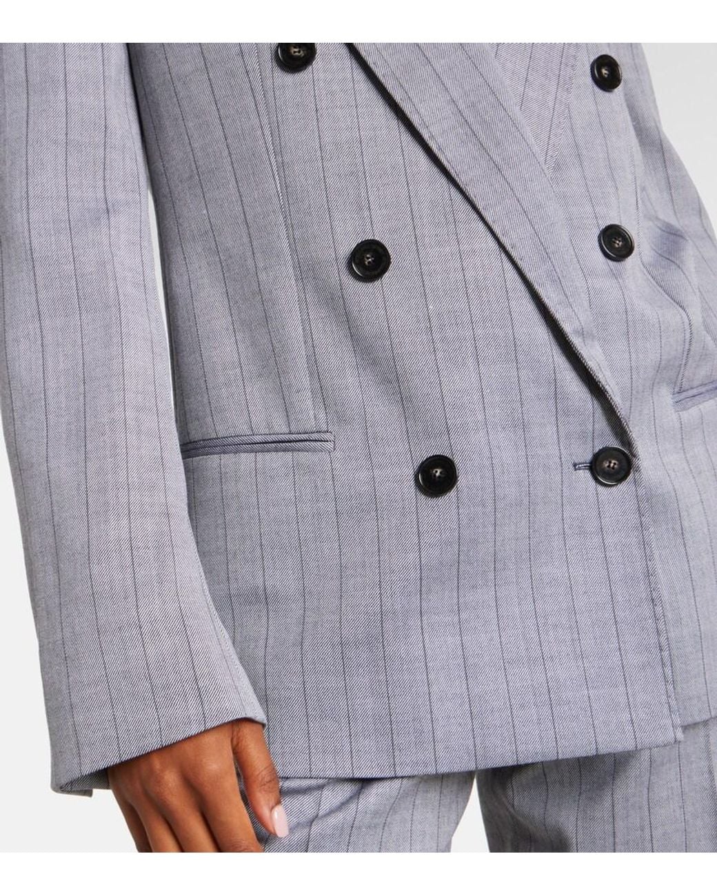 Stella McCartney Gray Double-Breasted Wool Blazer