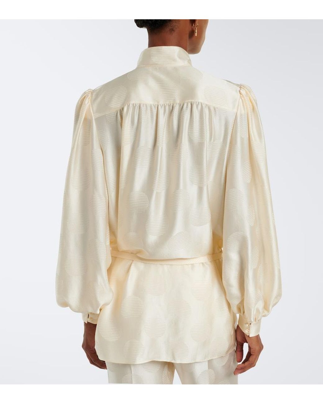Valentino Garavani Natural Belted Silk Jacquard Shirt