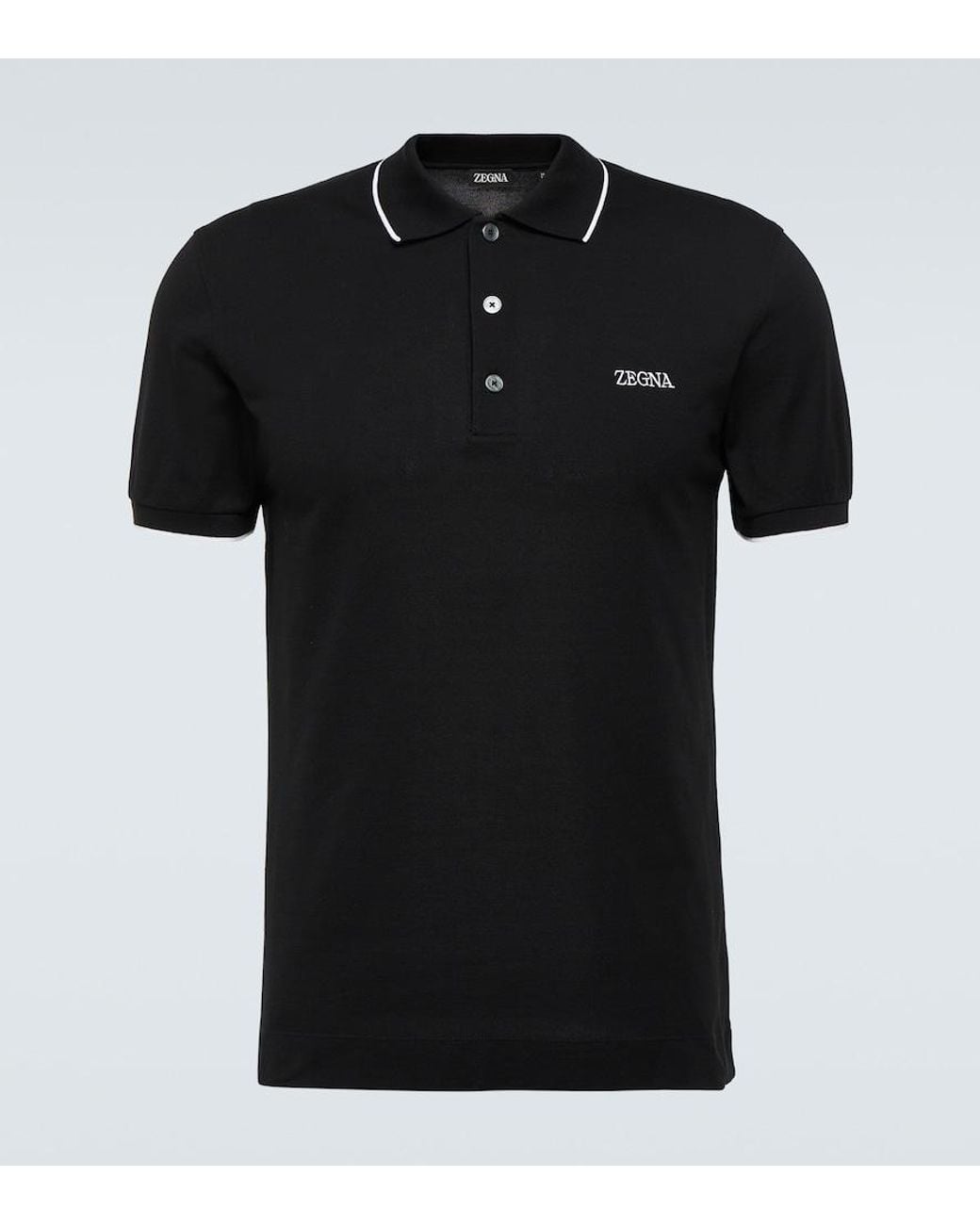 Zegna Black Cotton-Blend Polo Shirt for men