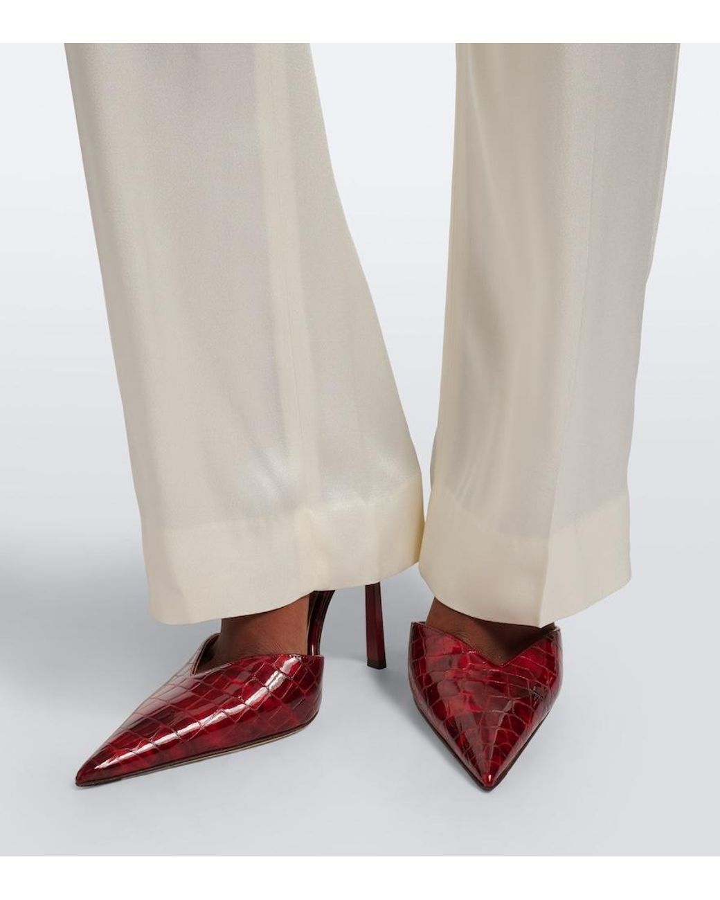Victoria Beckham Red Victoria Croc-Effect Leather Pumps