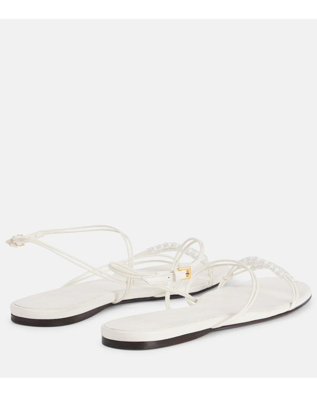 Khaite White Loop Leather Sandals