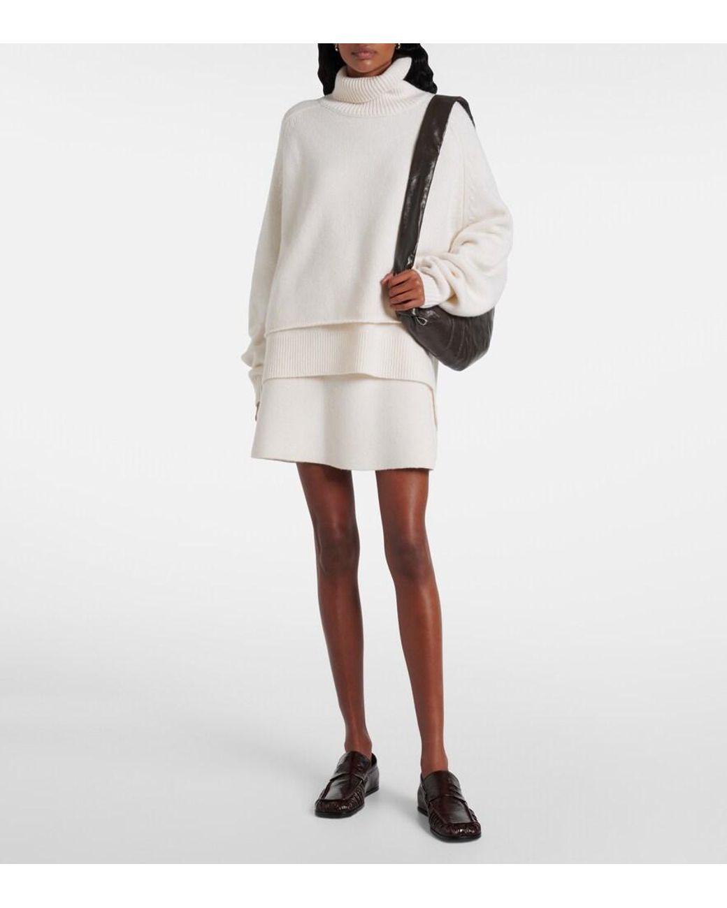 Lisa Yang White Clare High-Rise Cashmere Miniskirt
