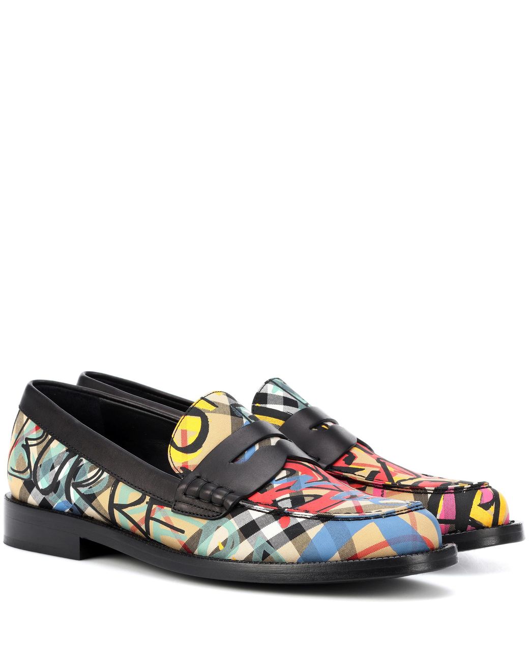Burberry Graffiti Check Loafers in Blue | Lyst