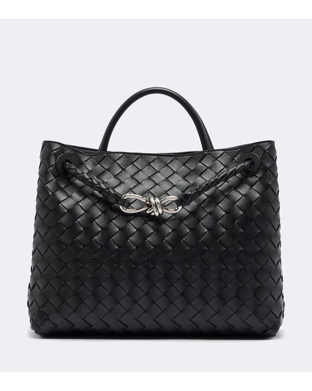 Bottega Veneta Black Andiamo Intrecciato Large Leather Top-Handle Bag