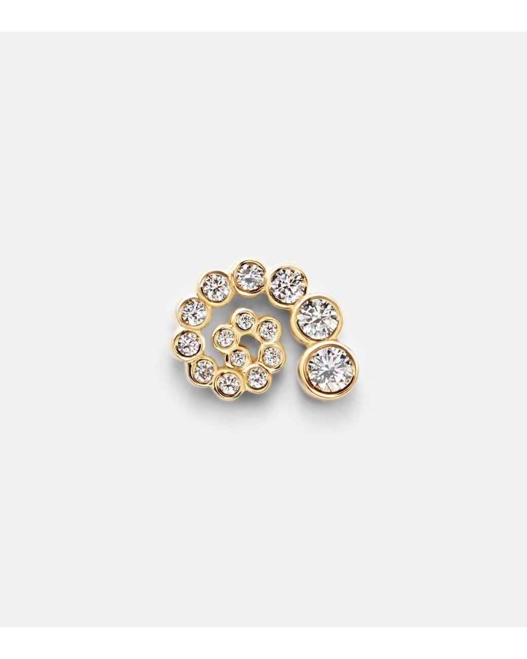 Sophie Bille Brahe White Reve Escargot Petit 18Kt Earring With Diamonds