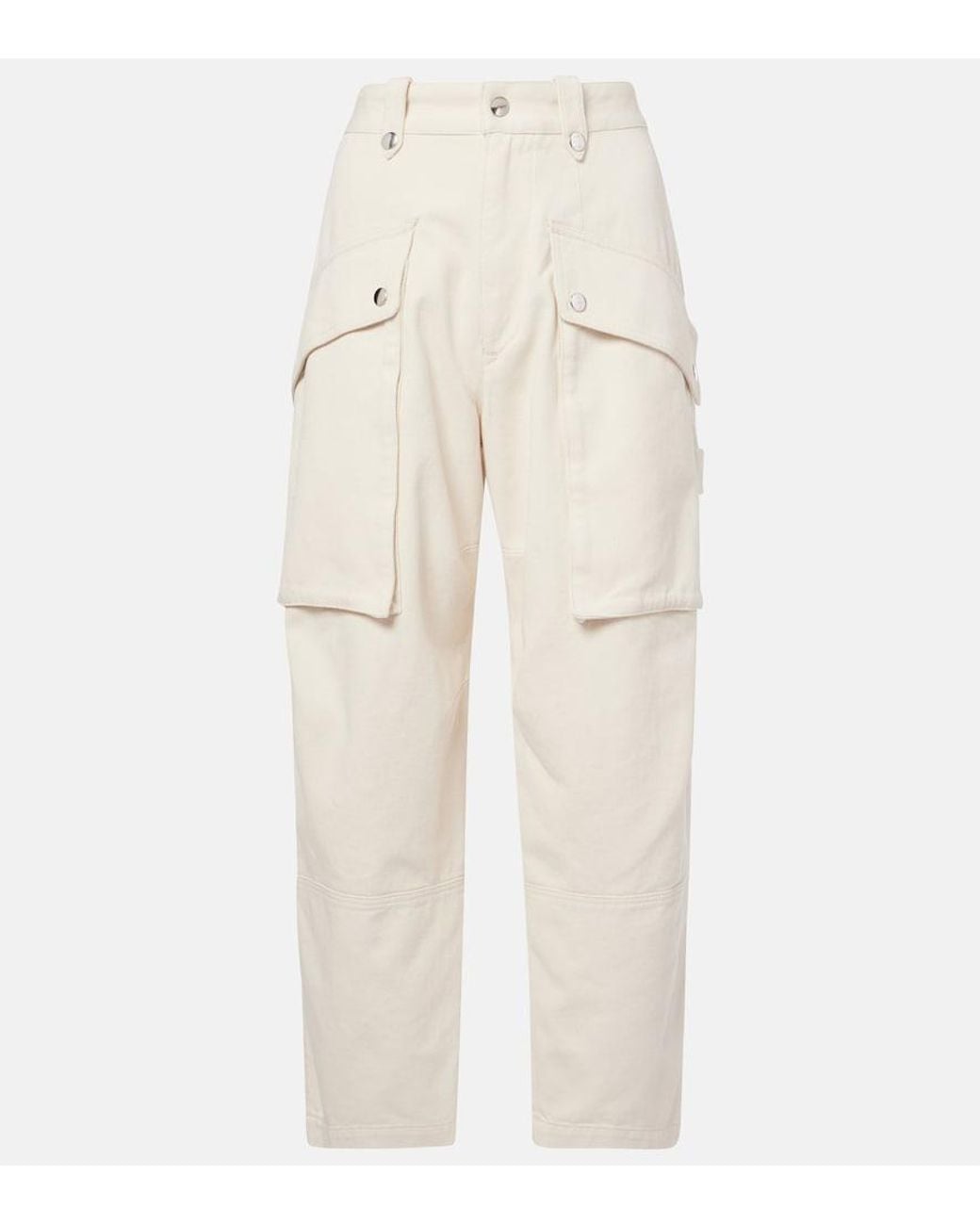 Isabel Marant Natural Jannick Low-Rise Cotton Cargo Pants