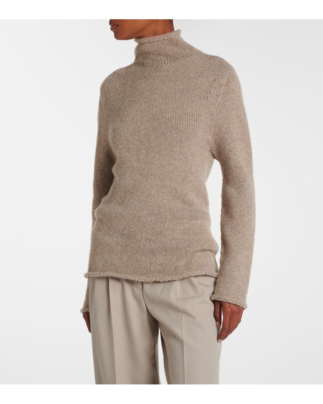The Row Natural Mariam Cashmere Turtleneck Sweater