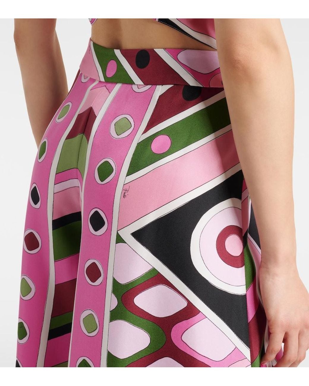 Emilio Pucci Pink Vivara Silk Satin Wide-Leg Pants