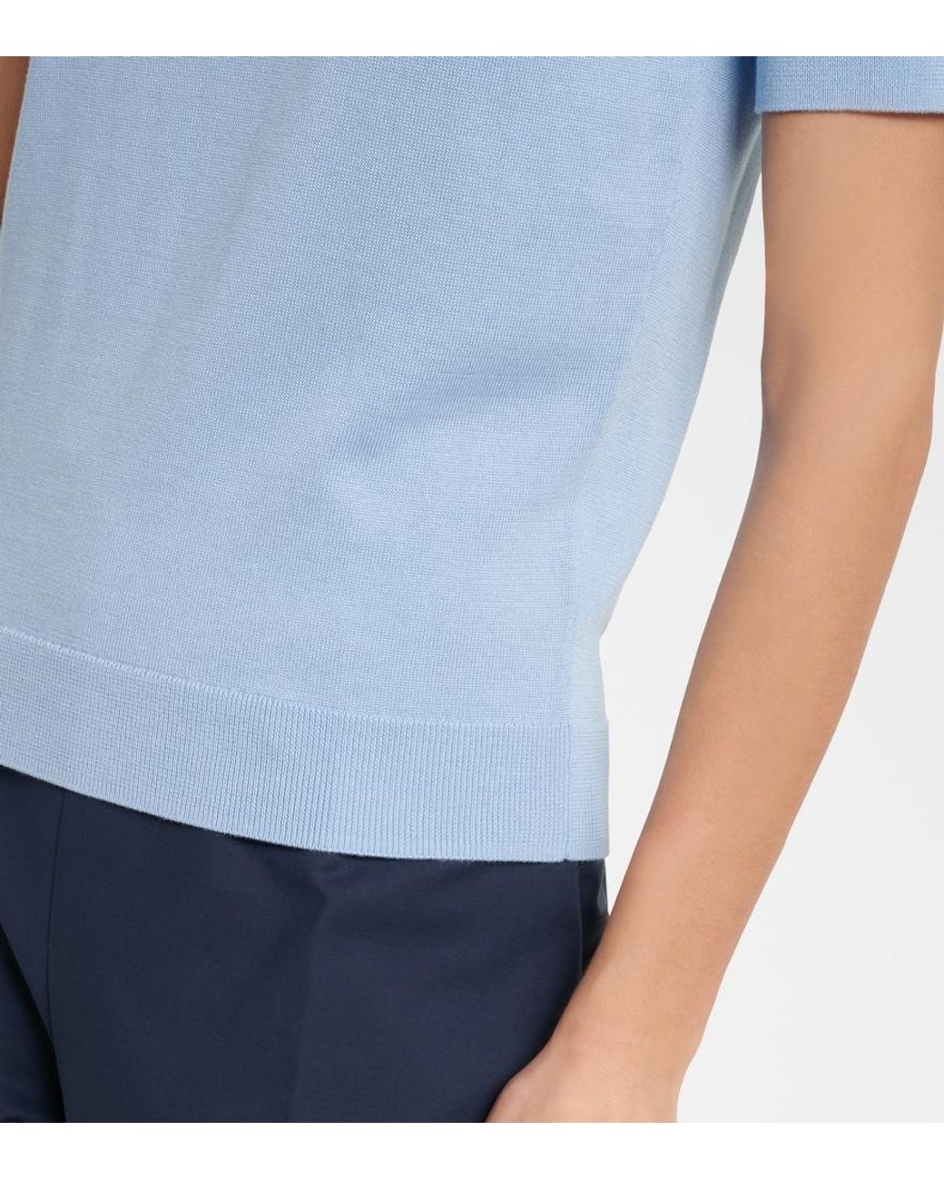 Carolina Herrera Blue Silk And Cotton Sweater