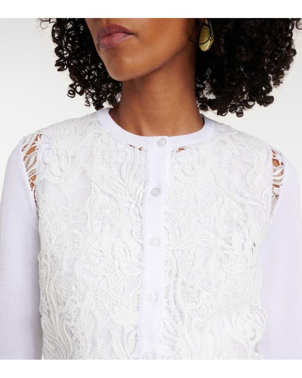 Oscar de la Renta White Lace Cardigan