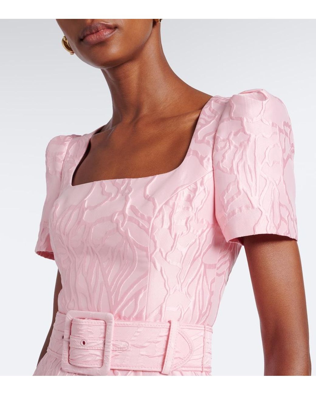 Rebecca Vallance Pink Helmsley Belted Jacquard Bustier Dress