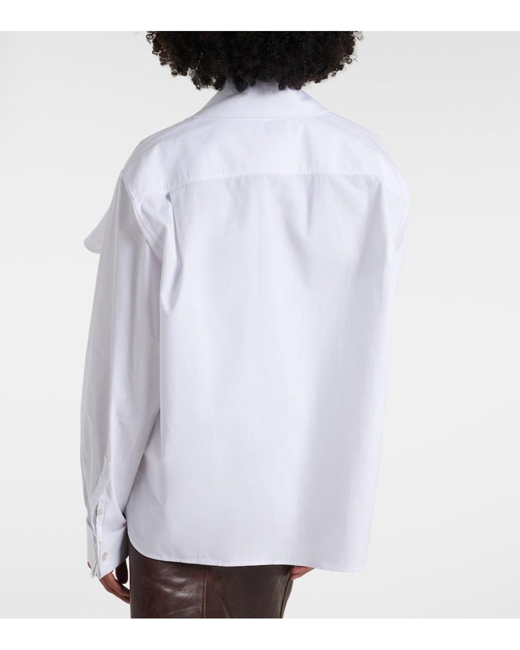 Saint Laurent White Bow-Detail Cotton Poplin Shirt