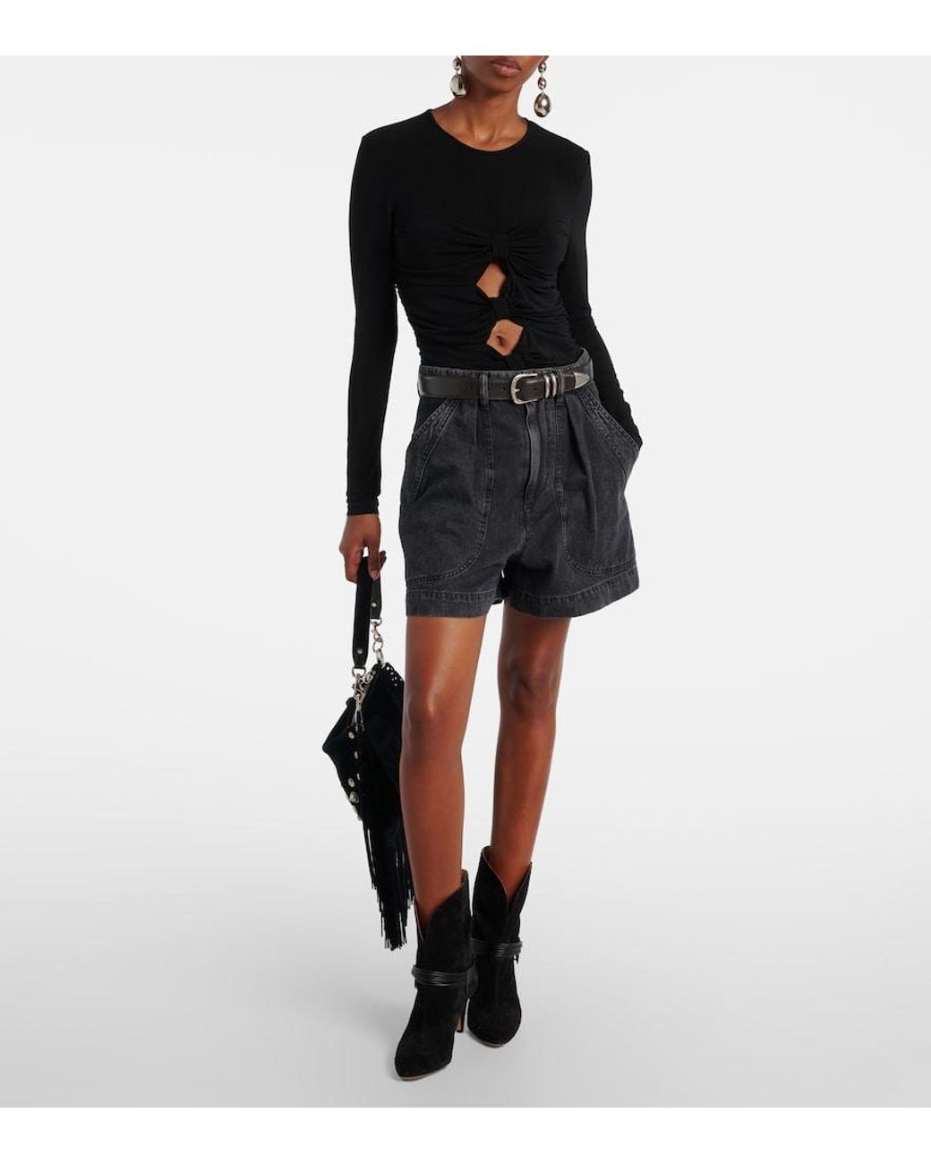 Isabel Marant Black Gladice Cutout Gathered Jersey Top