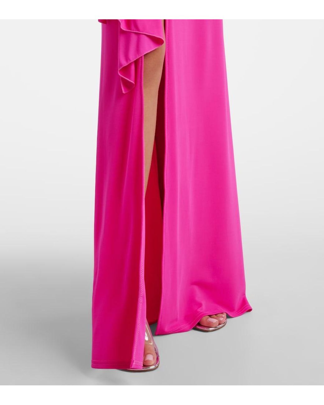 David Koma Pink Embellished Draped Gown