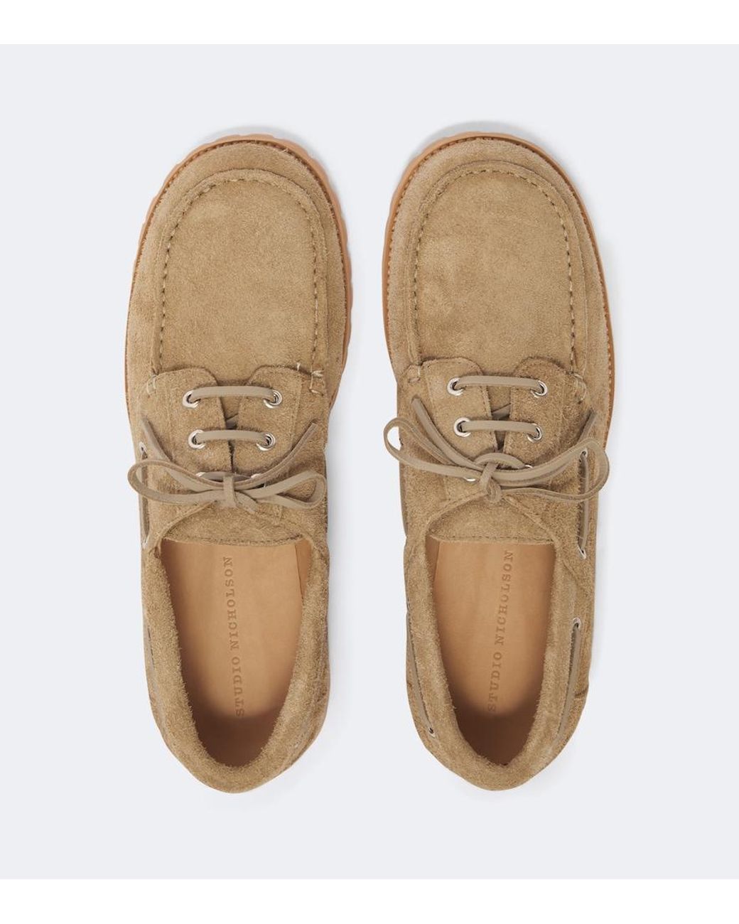 Studio Nicholson Natural Guston Suede Boat Shoes for men