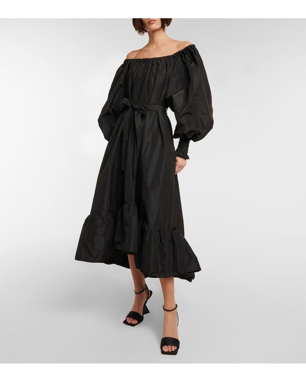 Patou Black Off-Shoulder Faille Maxi Dress