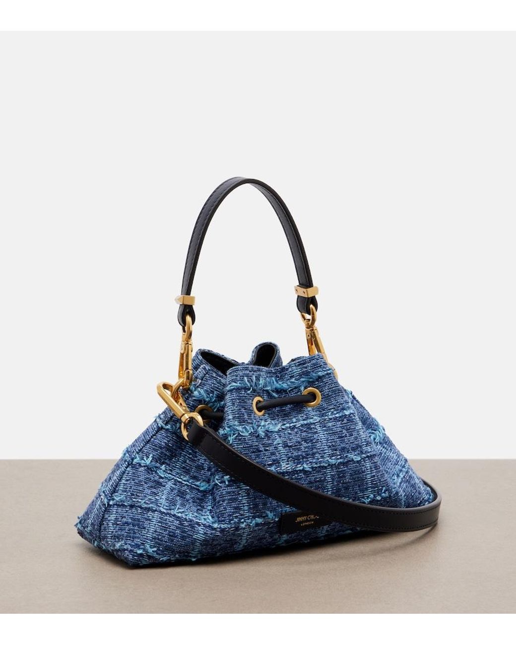 Jimmy Choo Blue Cinch Small Bucket Bag