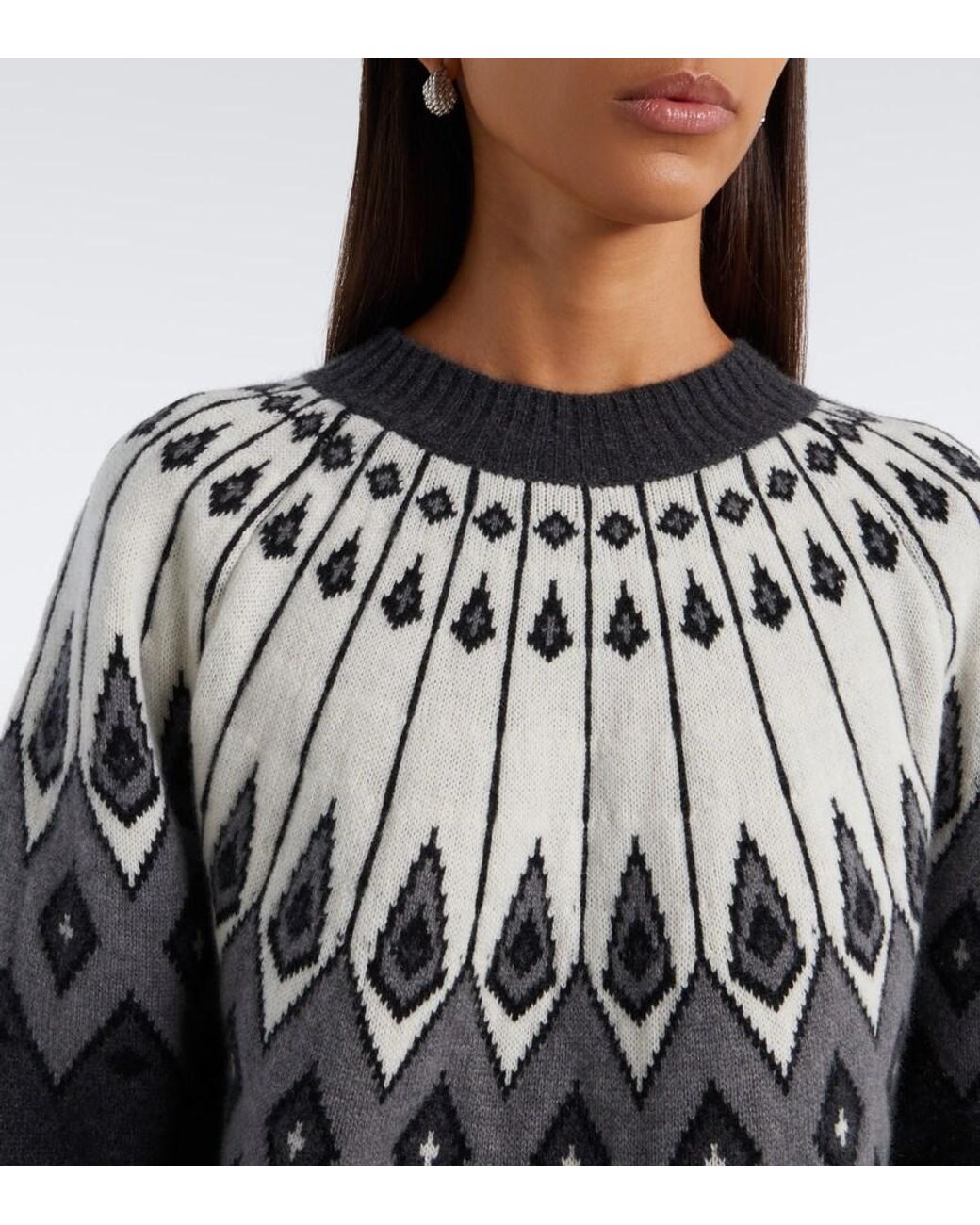 Loulou de Saison Gray Hans Jacquard Cashmere Sweater