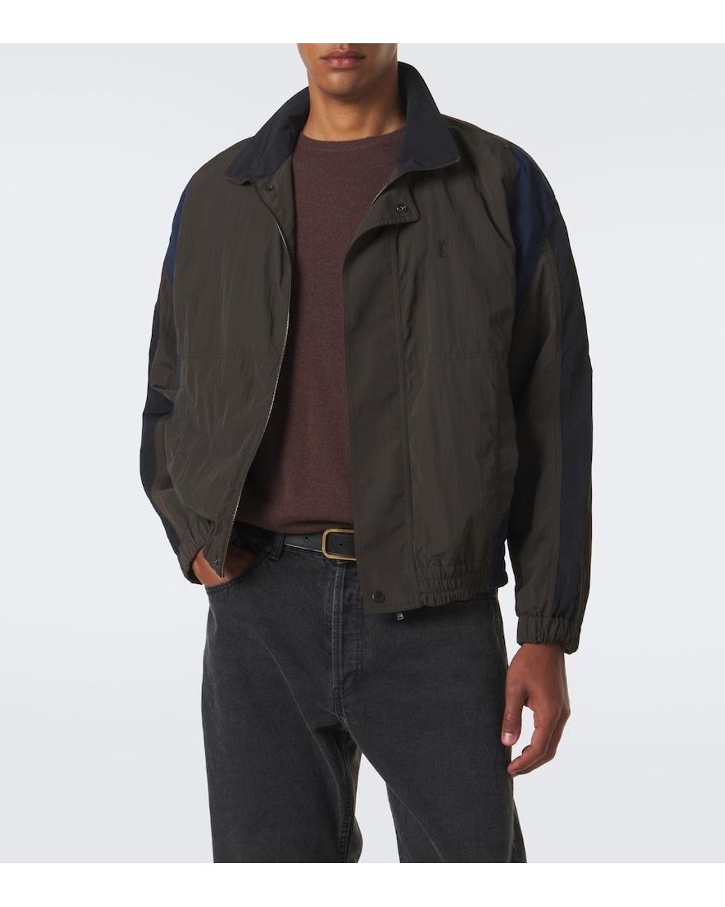 Saint Laurent Gray Cassandre Faille Jacket for men