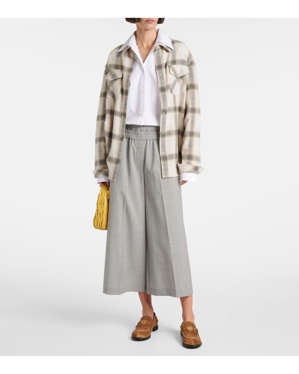 God's True Cashmere Natural Moon Plaid Cashmere Shirt