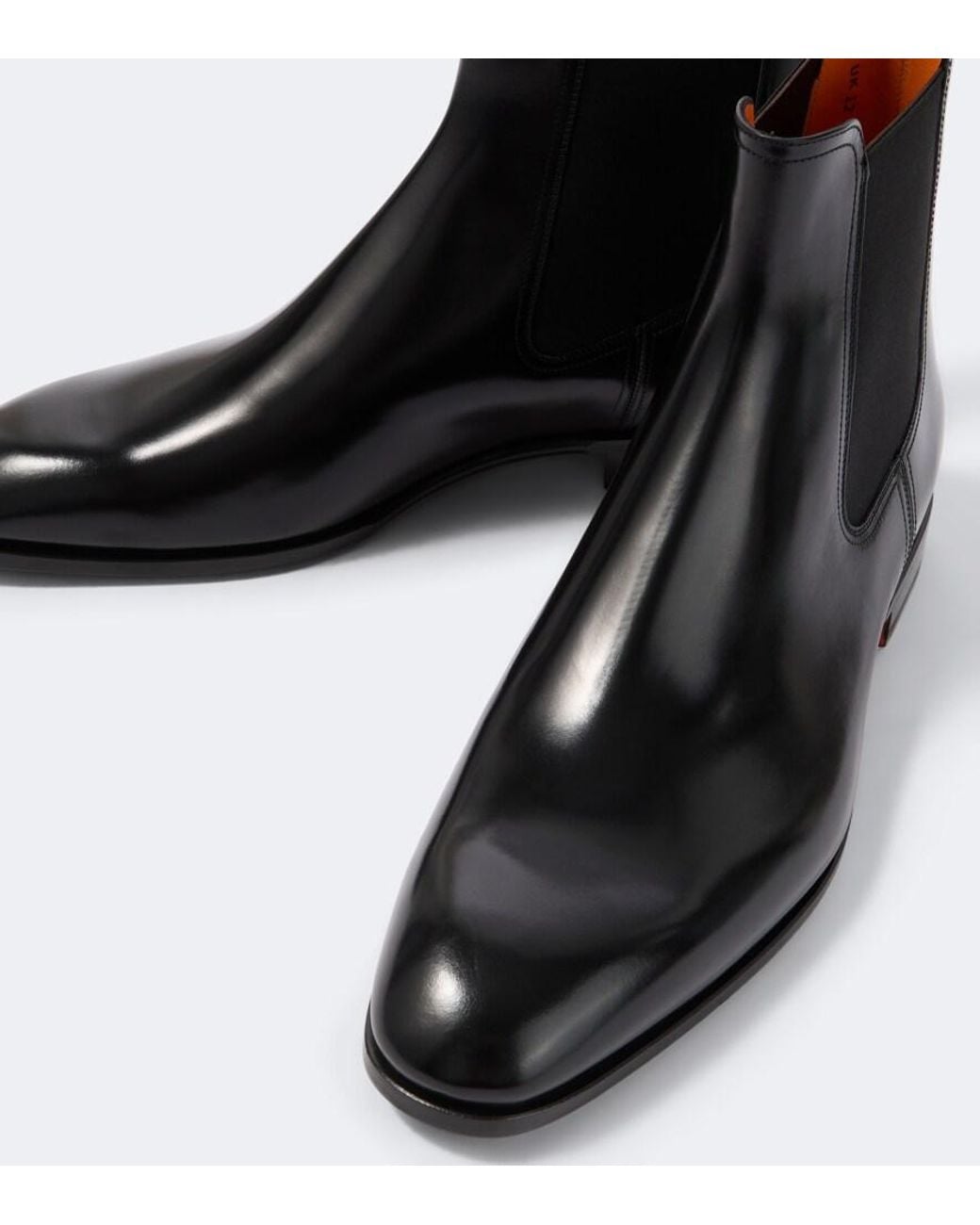 Santoni Black Leather Chelsea Boots for men