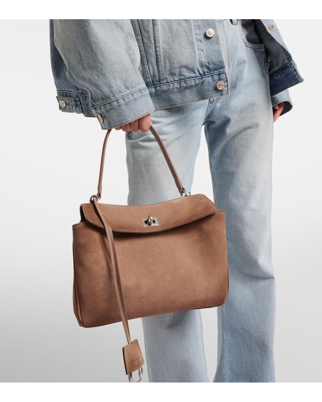 Balenciaga Brown Rodeo Small Suede Top-Handle Bag