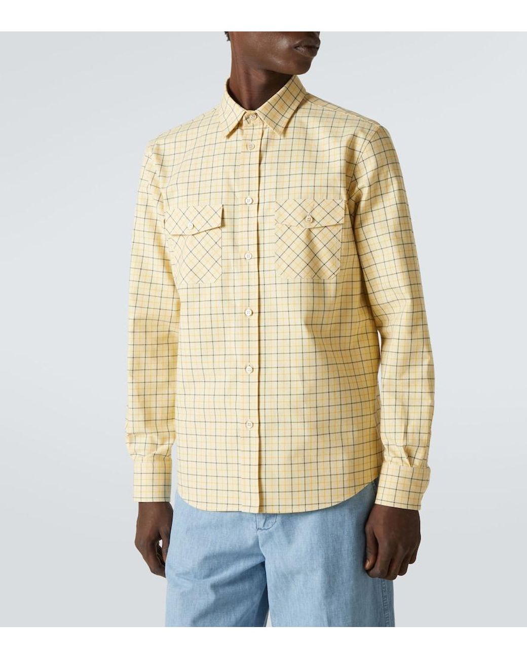 Valentino Garavani Natural Checked Cotton Shirt for men