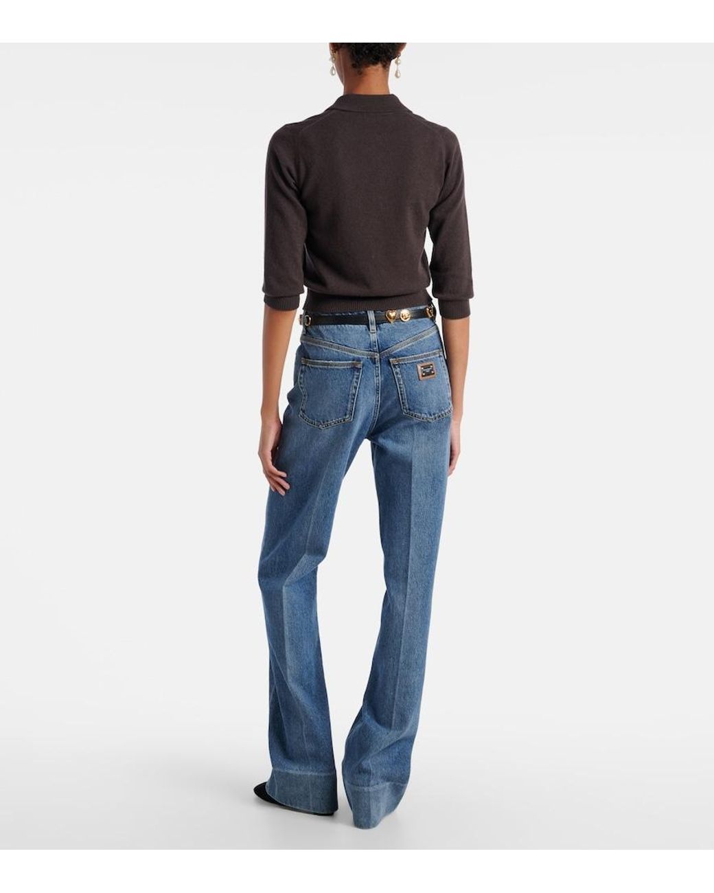 Dolce & Gabbana Brown Cashmere Polo Sweater