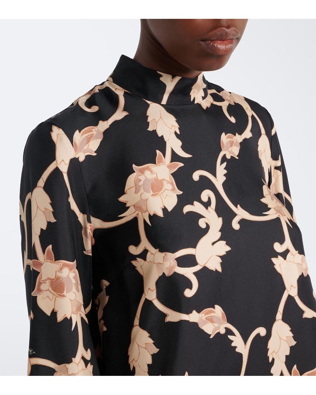LaDoubleJ Black Buttercup Feather-Trimmed Silk Blouse
