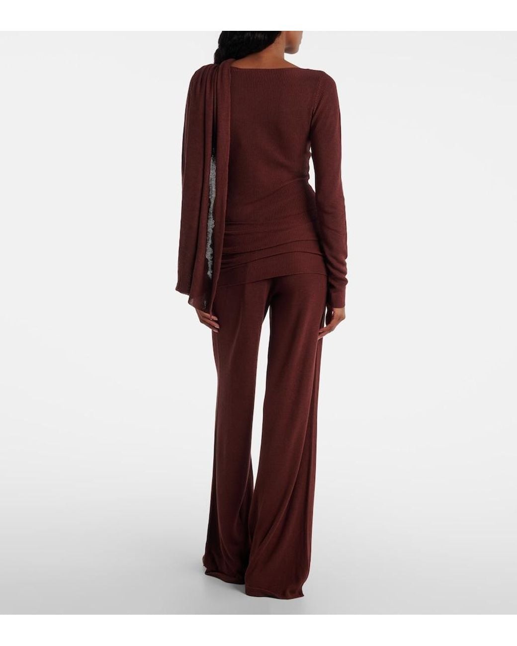AYA MUSE Red Silk-Blend Wide-Leg Pants