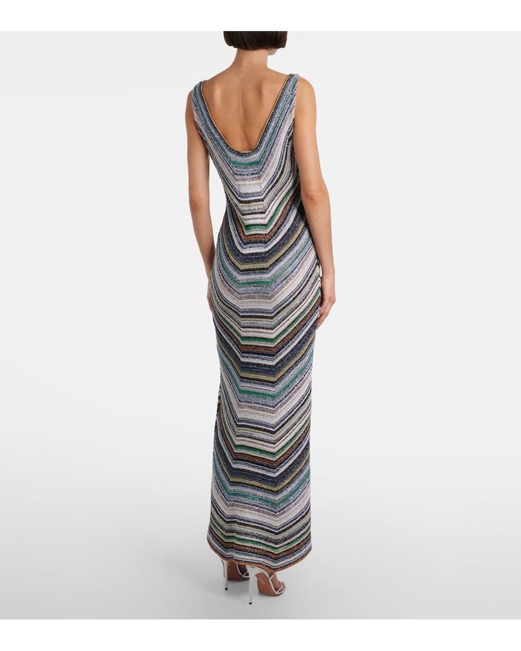 Missoni Gray Striped Lame Gown