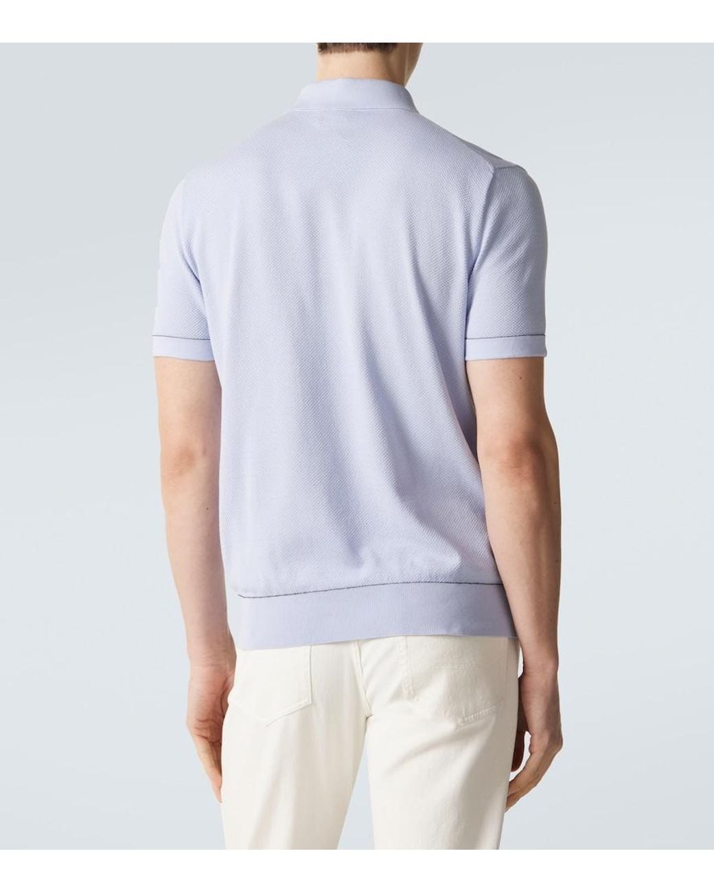 Brioni Blue Cotton Pique Polo Shirt for men