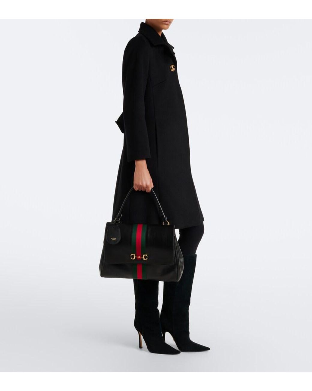 Gucci Black Paparazzo Large Leather Shoulder Bag
