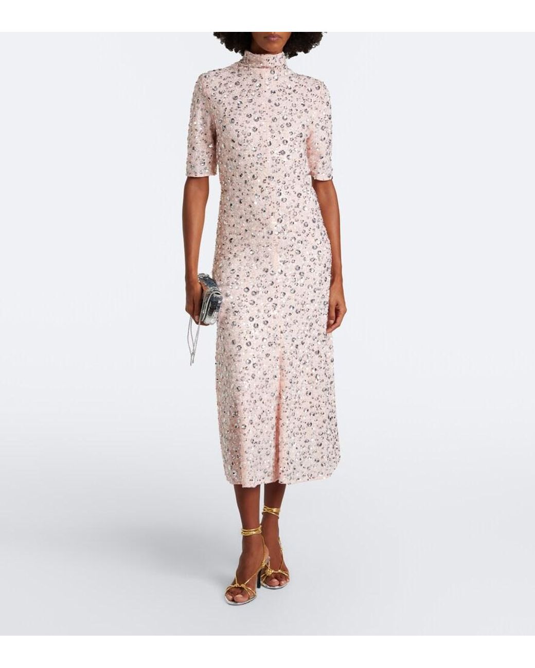 Rabanne Pink Sequined Midi Dress