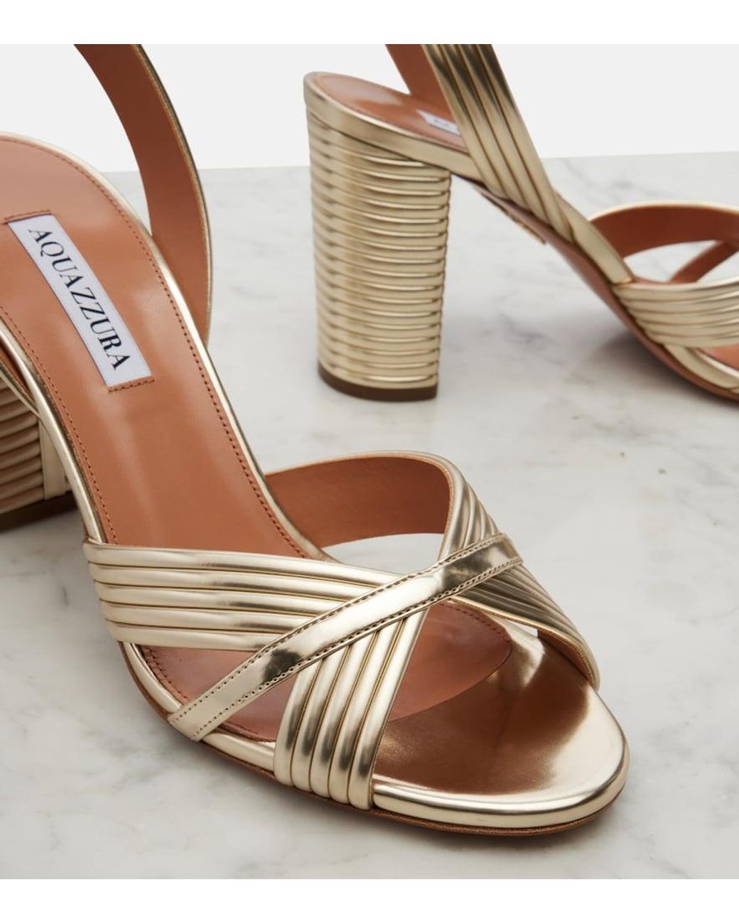 Aquazzura Very Sundance Metallic Leather Sandals