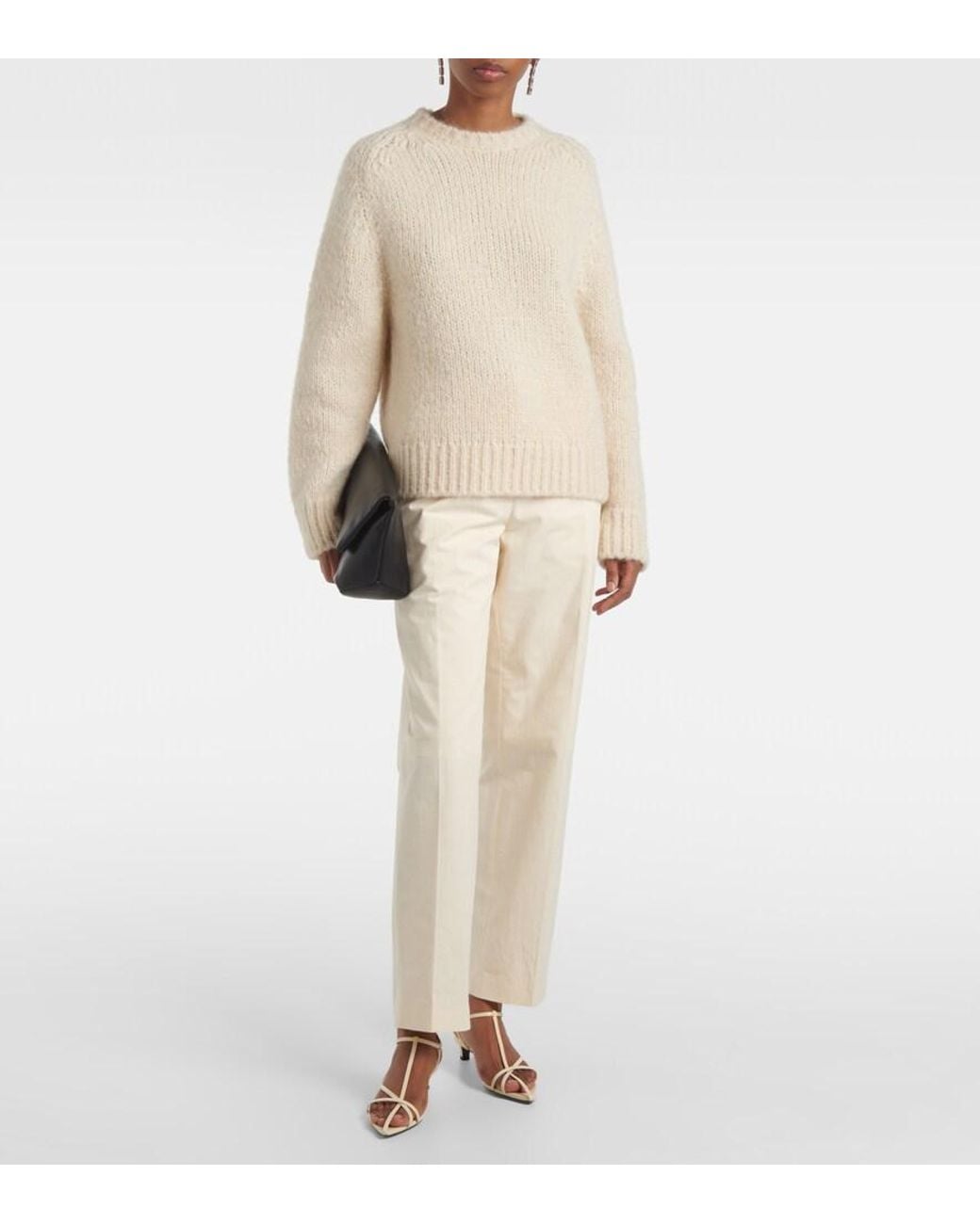 Jil Sander Natural Cropped Cotton Straight Pants