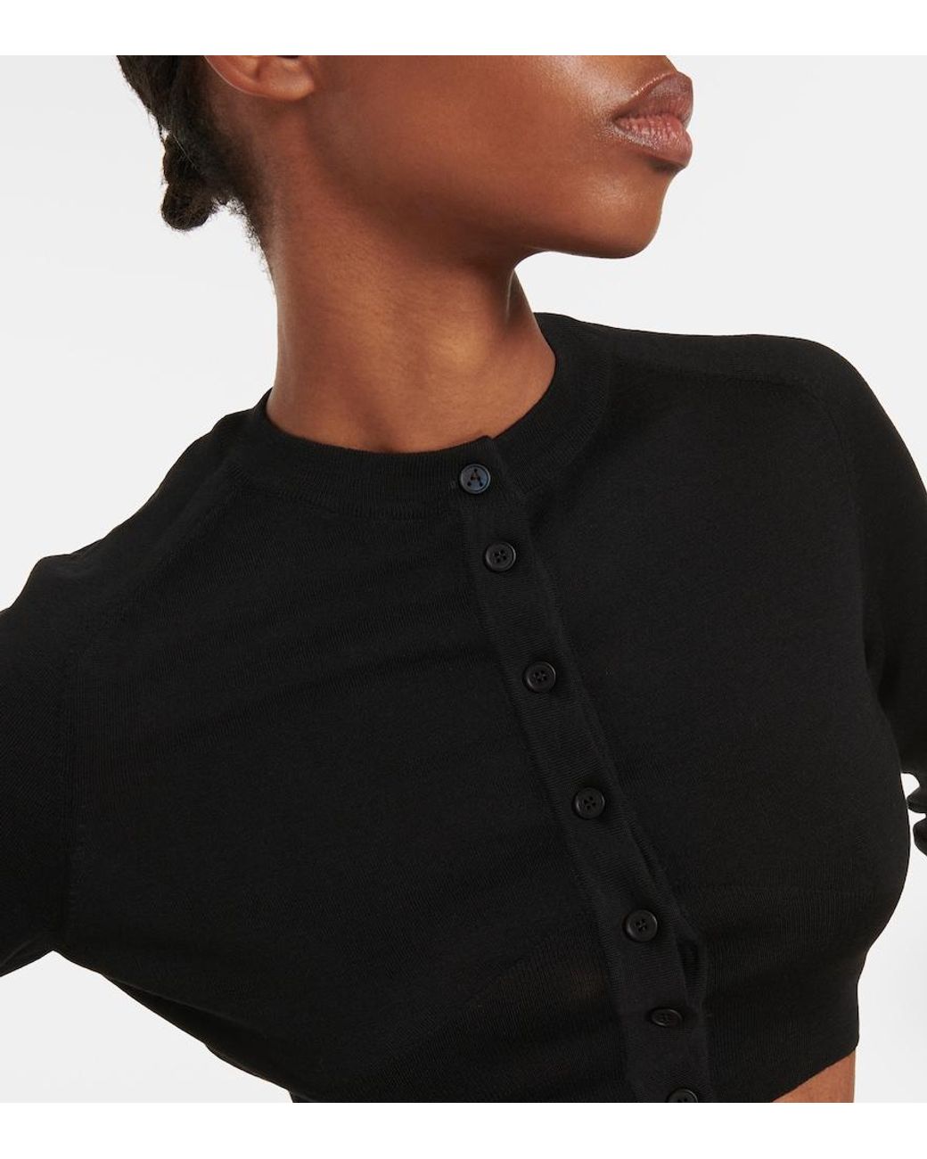 Alaïa Black Cropped Wool-Blend Cardigan