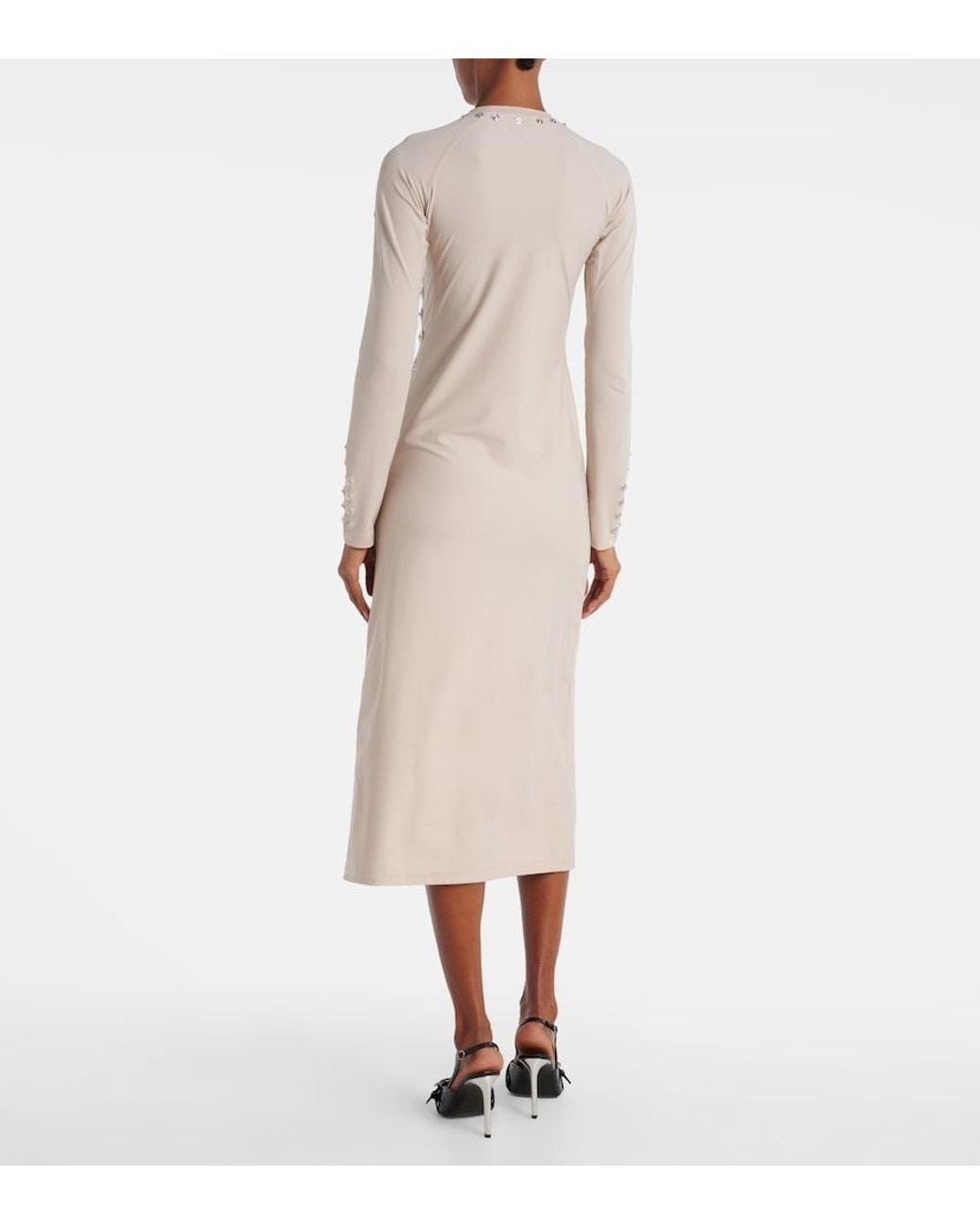 Coperni Natural Embellished Midi Dress