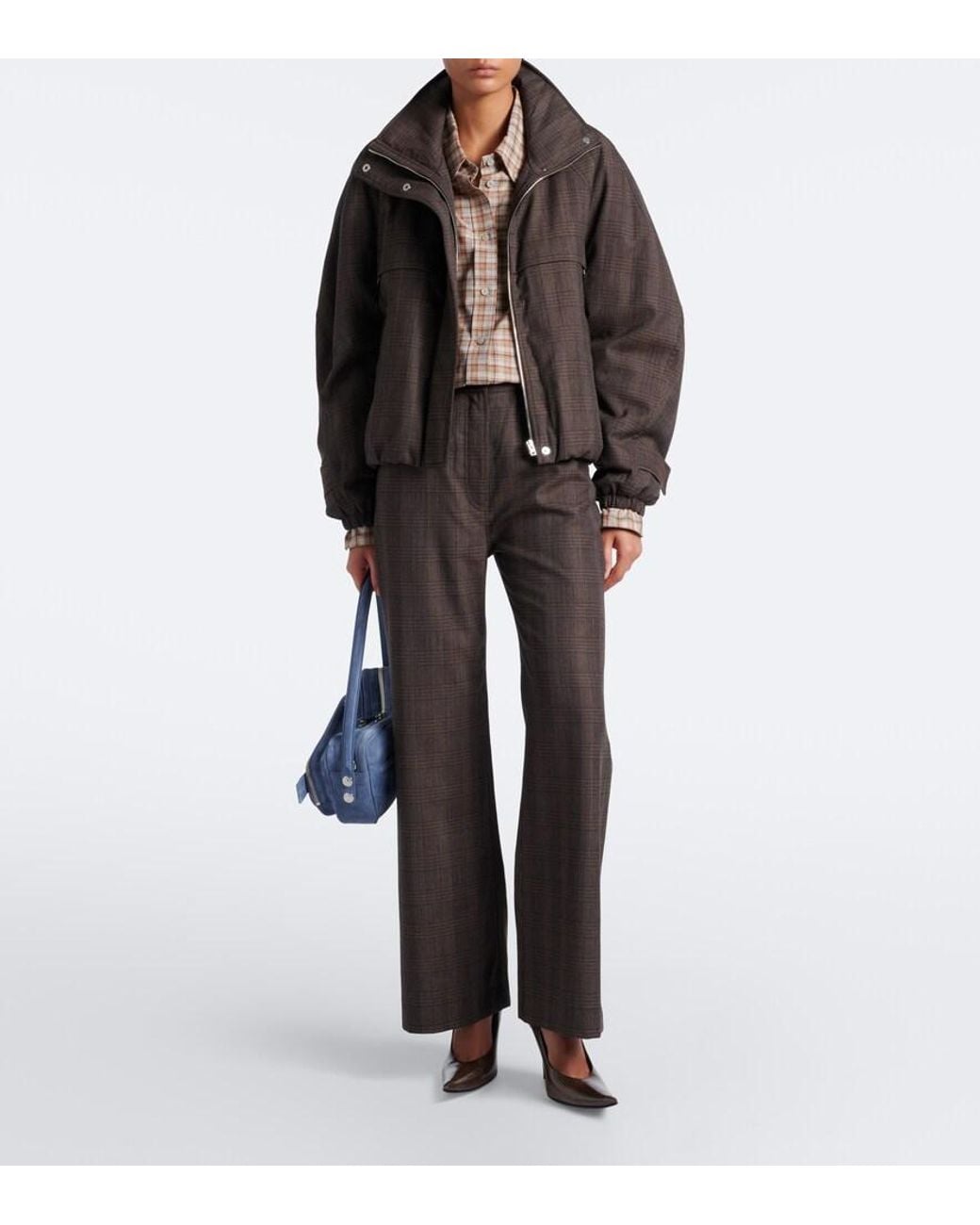 Acne Brown Checked Cotton And Linen Shirt