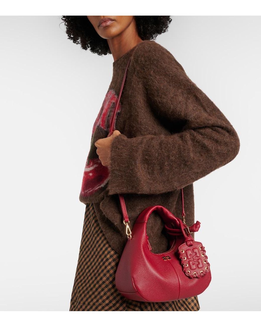 Ganni Mini Top-Handle Bag in Red | Lyst