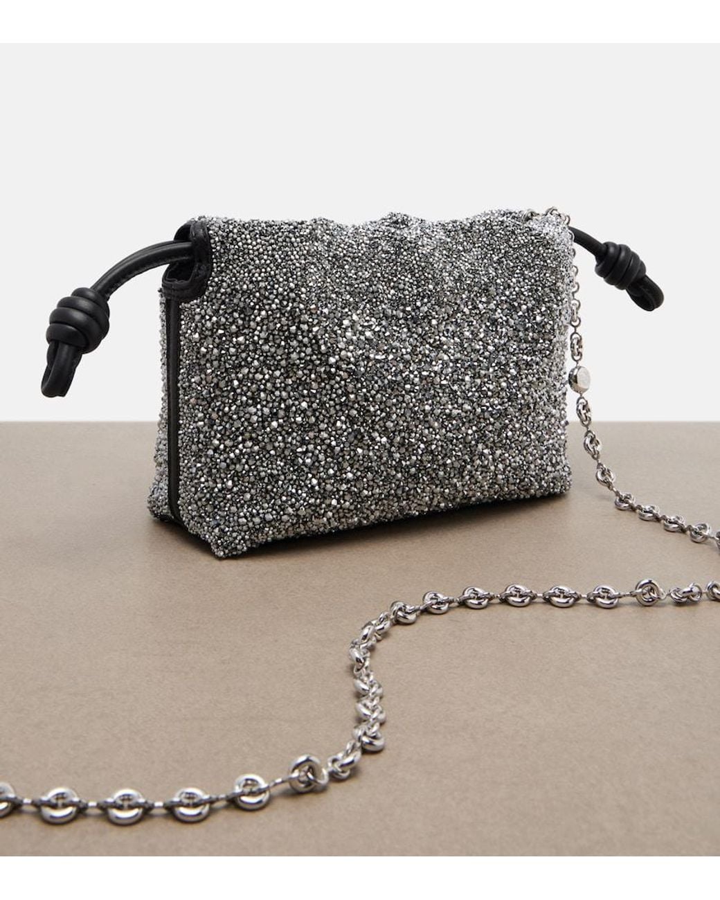 Loewe Gray Flamenco Mini Beaded Clutch