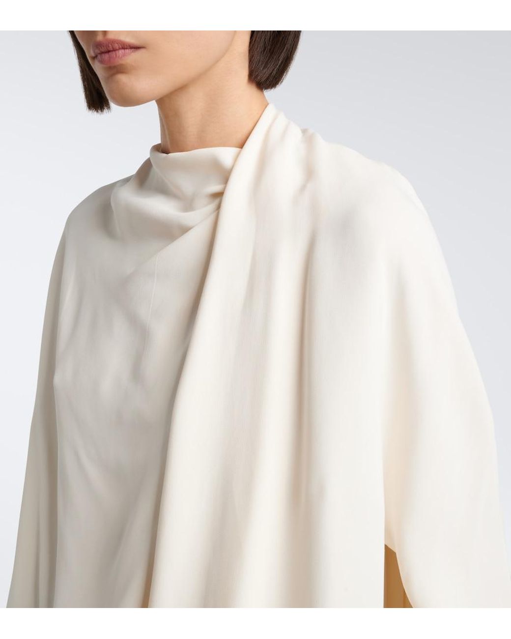 Totême White Draped Cady Blouse