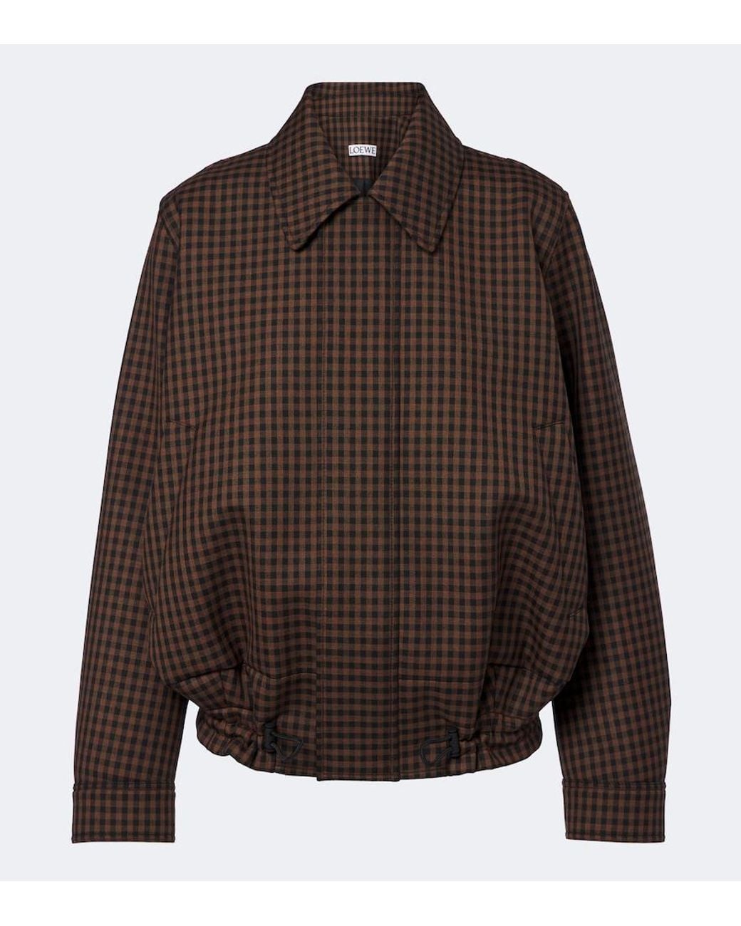 Loewe Brown Checked Wool Blouson Jacket