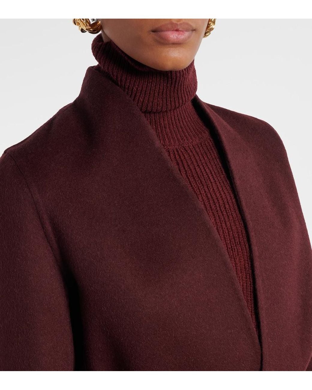 Max Mara Purple Harold Camel Hair Wrap Coat