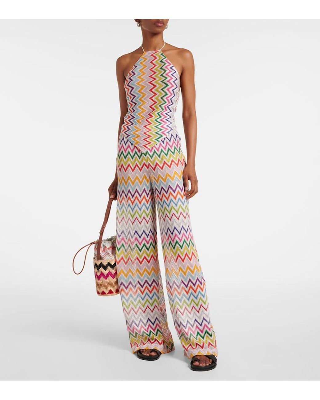 Missoni White Zigzag Halterneck Top