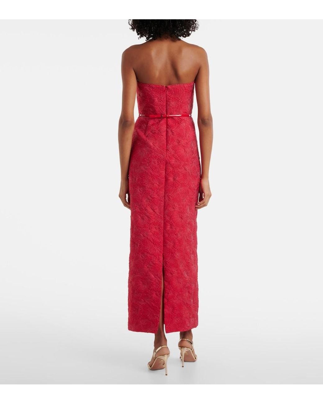 Max Mara Red Manto Off-Shoulder Maxi Dress