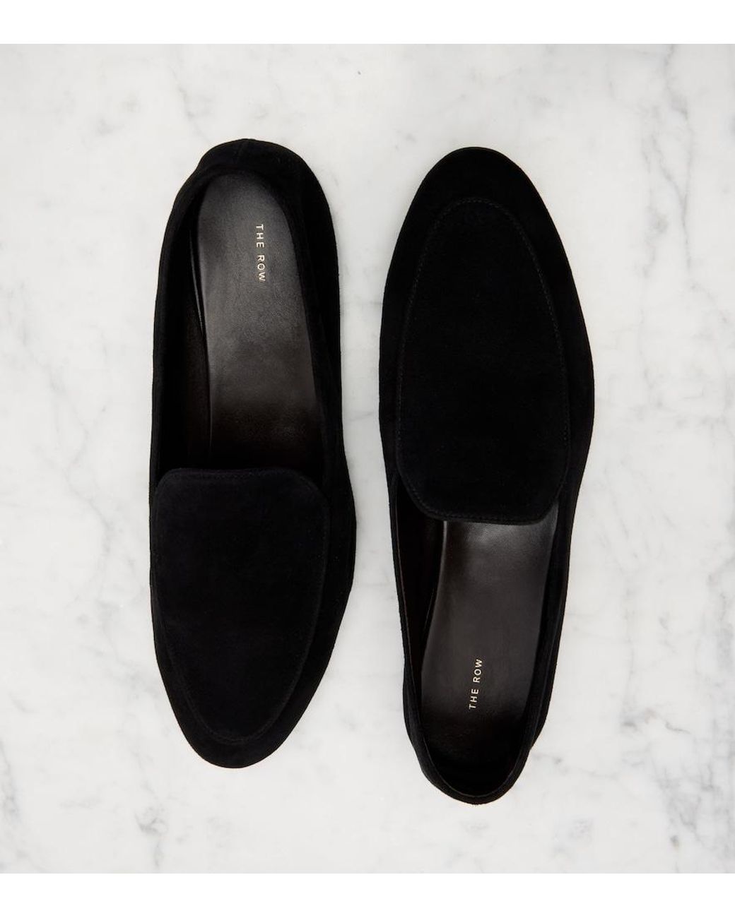 The Row Black Awar Suede Loafers